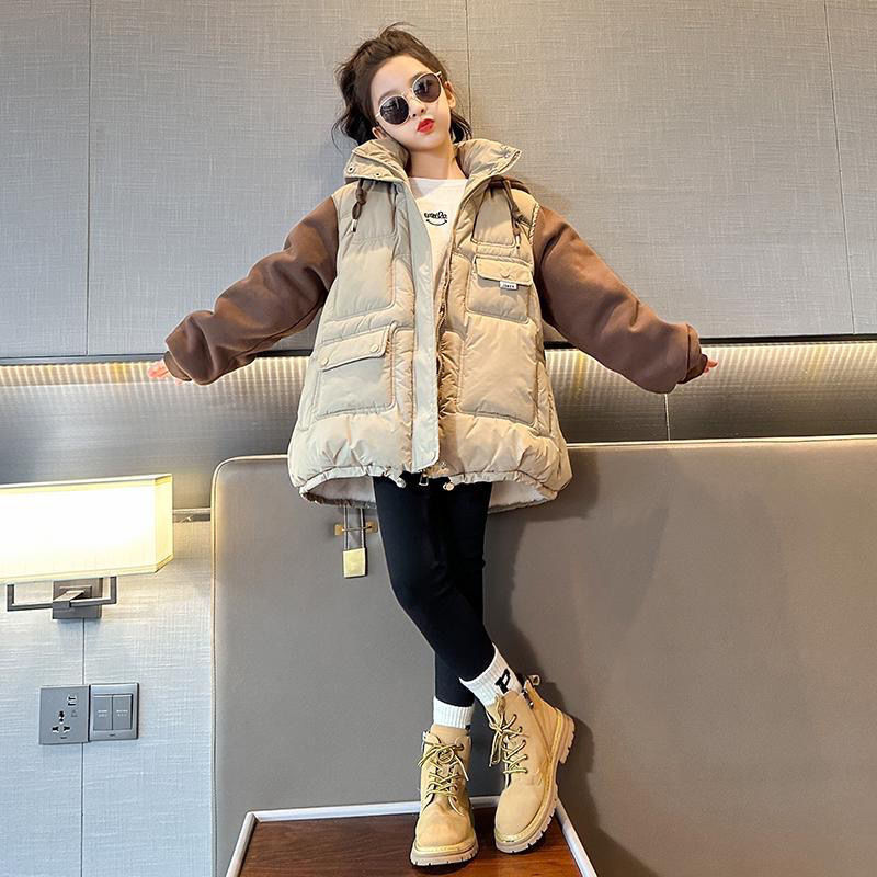 女童服新款洋气儿童羽绒冬装童装女大童冬季衣加绒外套