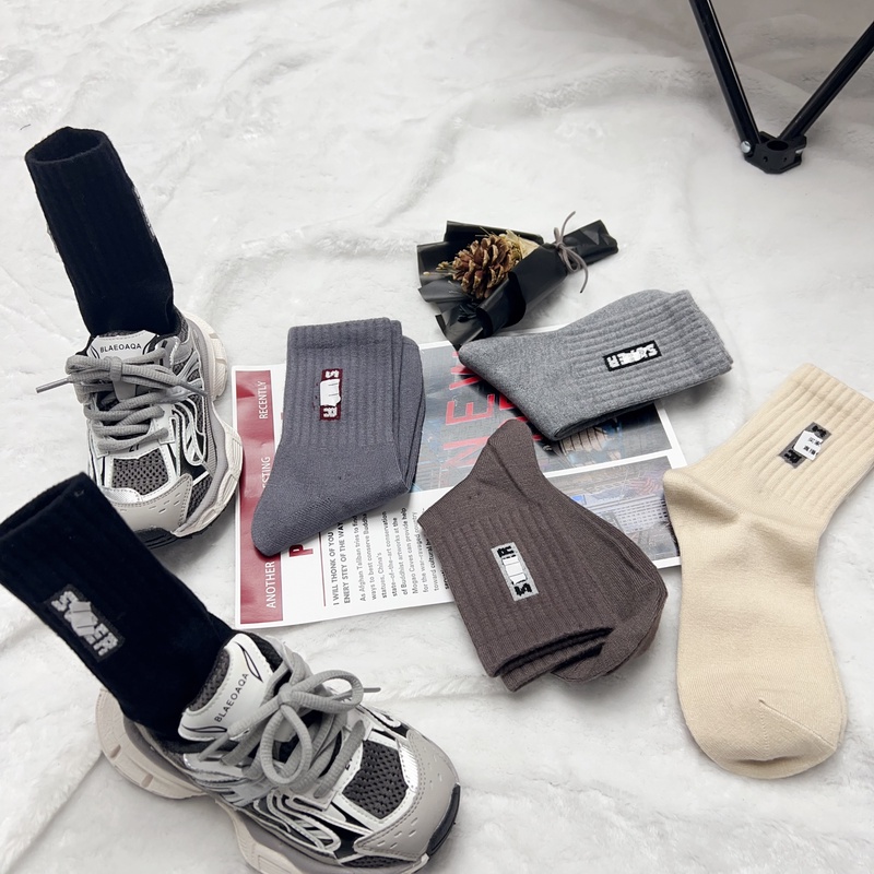 中大童儿童5双混装袜子中筒袜男女孩潮韩版百搭个性袜6833