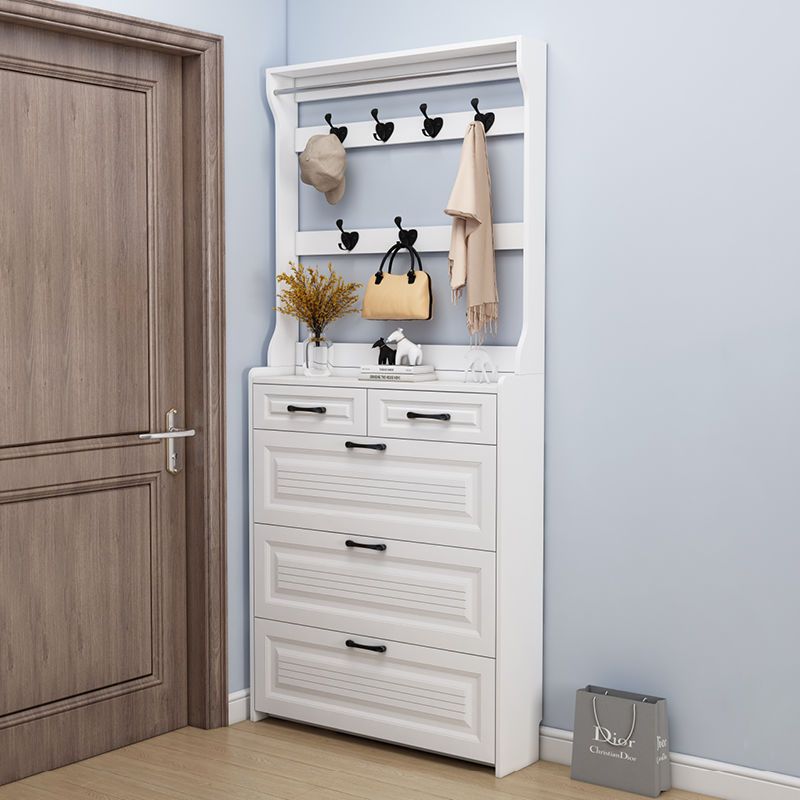 新款超薄式翻斗鞋柜家用门口带抽屉挂衣架玄关客厅收纳一体柜靠墙