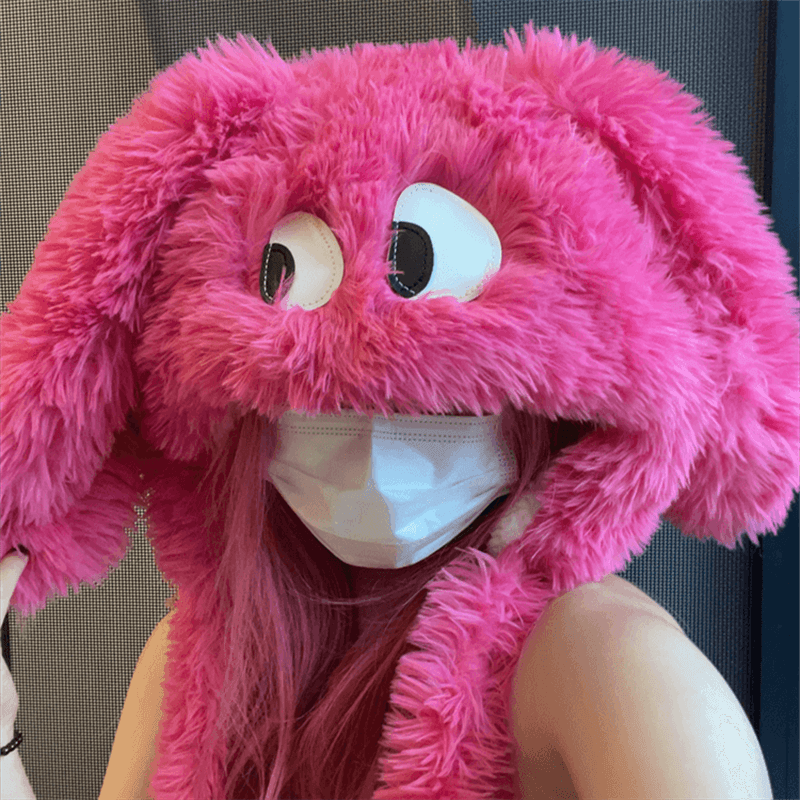 帽子女秋冬卡哇伊大眼睛搞怪小狗包头帽女大耳朵秋冬户外防寒毛绒