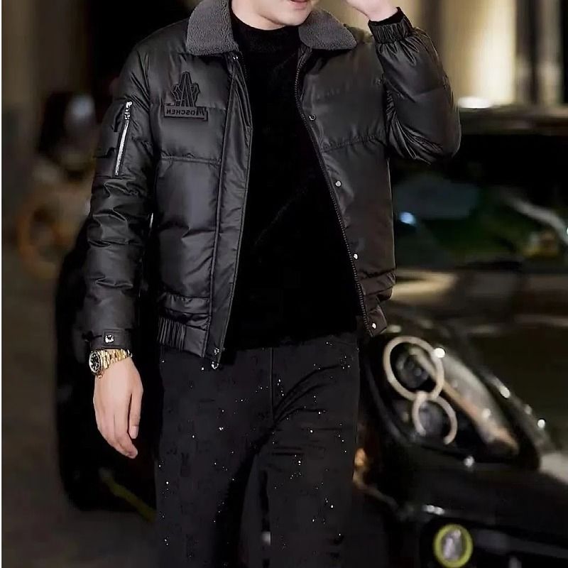 青年时尚帅气男士秋冬季新款欧货加厚休闲轻奢翻领外套潮流