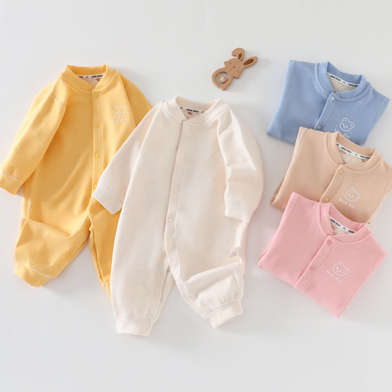 秋冬婴儿连体保暖温感新生儿哈衣爬服0-12个月宝宝打底衣服春休闲