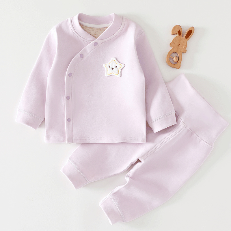 秋冬婴儿保暖内衣套装偏襟德绒新生儿打底衣0-12个月宝宝秋衣裤