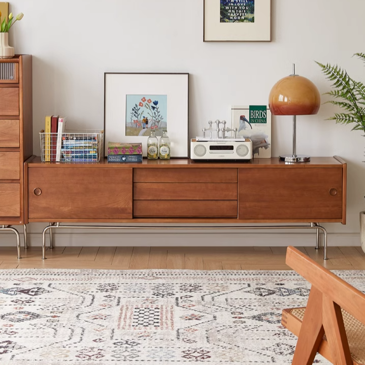 复古实木电视柜北欧日式墙柜组合小户型客厅樱桃木家具电视机柜