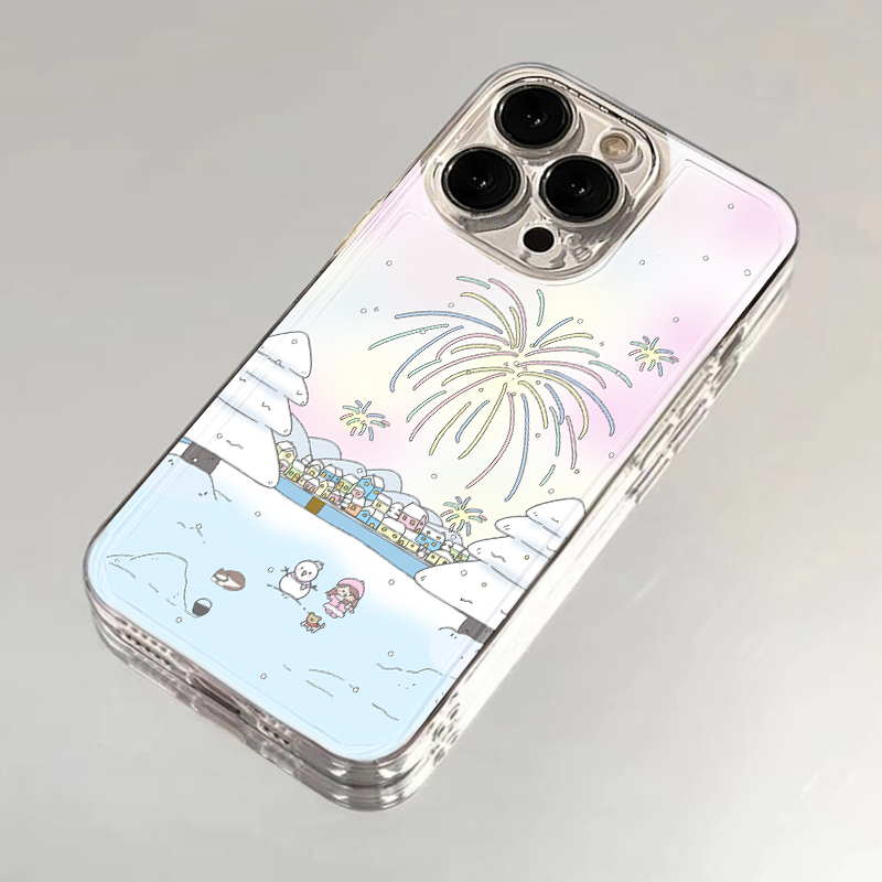 ins烟花雪地适用安卓小米oppovivo华为太空手机壳iPhone15promax