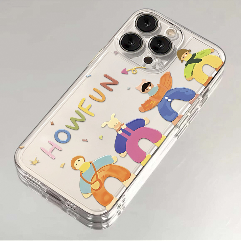 ins趣味彩色小人适用iPhone15/14promax手机壳苹果13/12/11软xr套