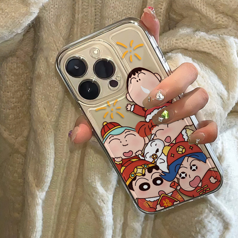 可爱小新过新年苹果华为iPhone15/14promax手机壳13太空12软壳11x