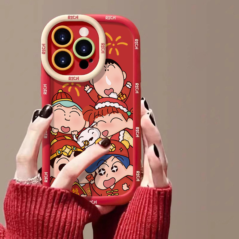 2024龙年小新苹果华为小米14promax手机壳iphone15全包13红色泡芙