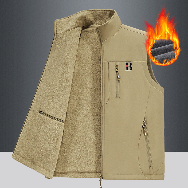 BK正品【七个大口袋】双面穿口袋冬款加绒户外大码无袖坎肩加绒外套