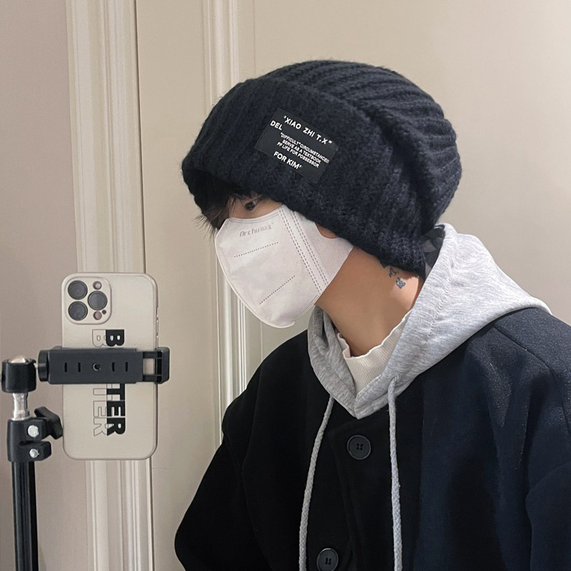 秋冬季男士潮情侣毛线帽男女款保暖百搭冷帽宽松大头围针织帽男