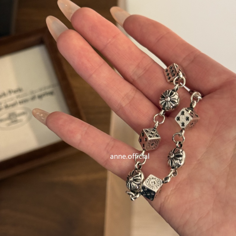 铜合金手链 【S200】复古做旧骰子手链欧美嘻哈风潮牌摇滚风格手链