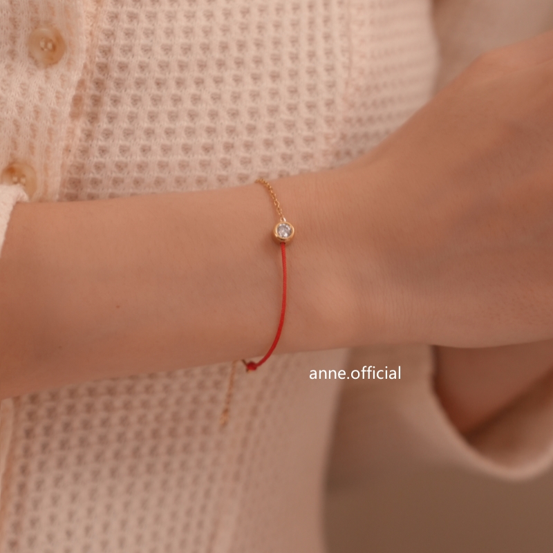 铜合金手链 【小幸运】手工红绳简约手绳手链镶嵌手链