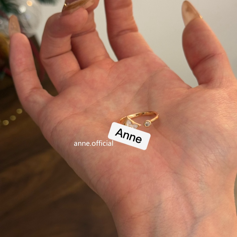 铜合金贝壳戒指 轻奢四叶草菱形花戒指贝壳镶锆时尚开口戒【J180】