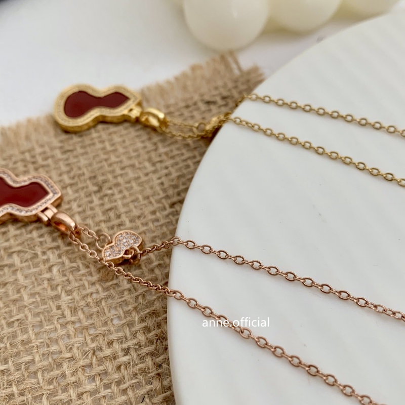 钛钢吊坠 【X458】轻奢高级感红色大葫芦吊坠项链时尚精致坠链