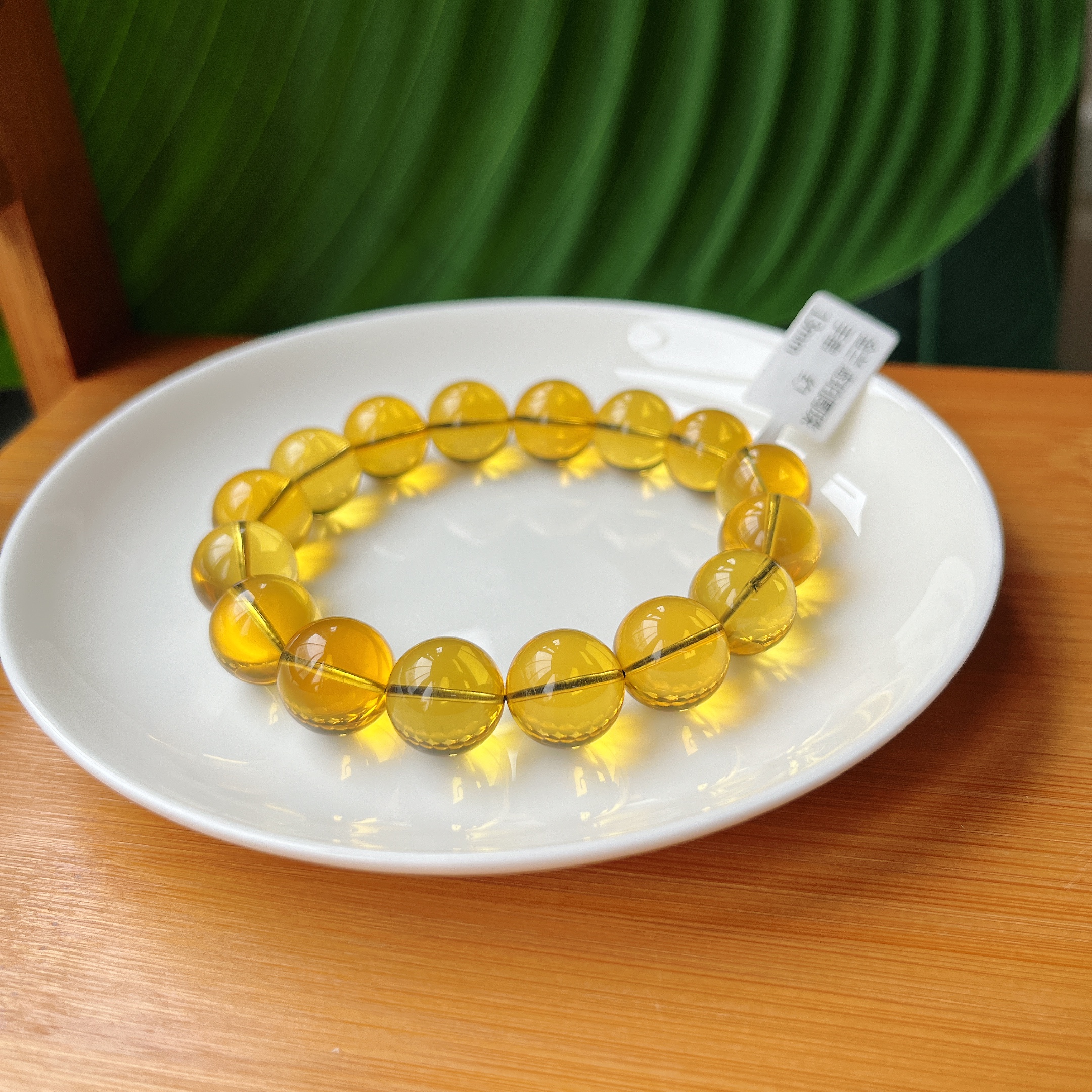 【郭老师】约13mm金兰蓝珀圆珠手串