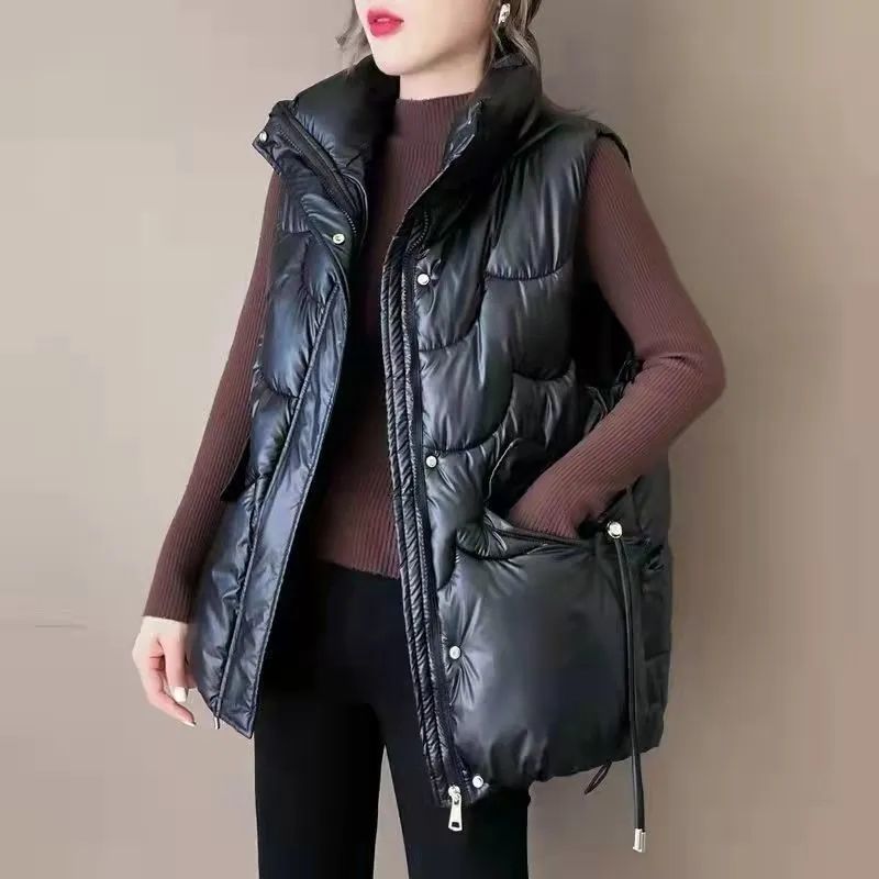 新款特大码300斤羽绒服马甲女秋冬加厚胖mm韩版宽松保暖背心马夹