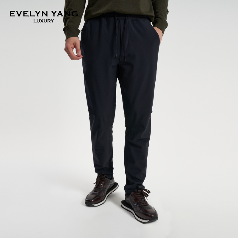 EVELYN YANG秋季新款男士翼龙立体剪裁抓绒户外修身中厚款运动裤