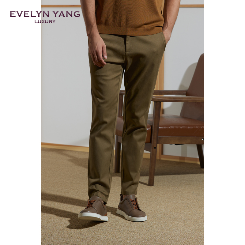 EVELYN YANG男士秋季新款Cargo通勤棉毛混纺弹力男裤子