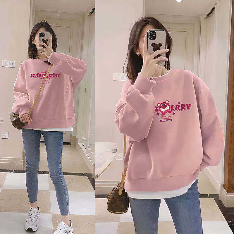 卫衣女秋冬圆领加厚奥粒绒宽松显瘦ins外套韩系上衣S211