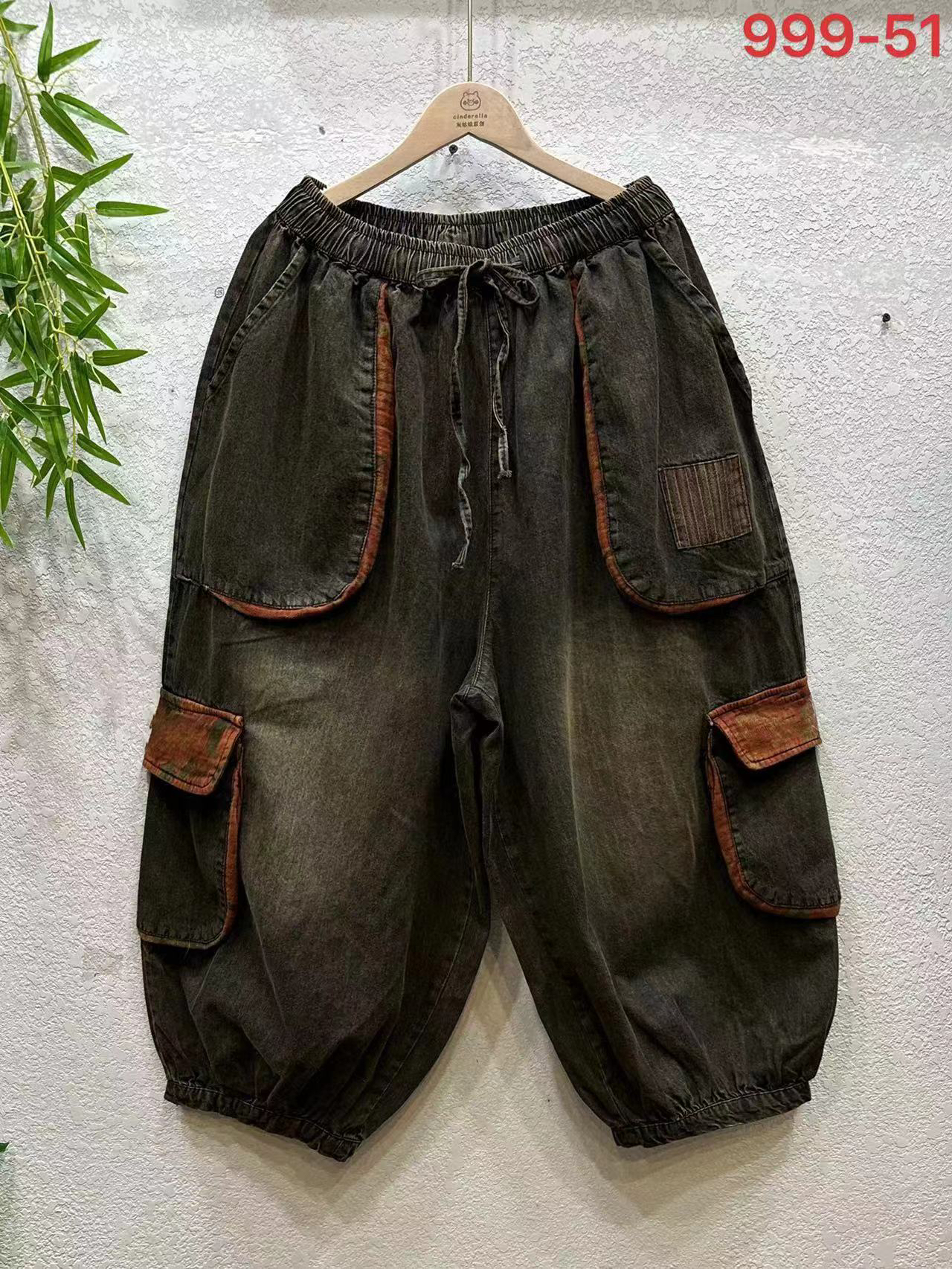 9911早春加厚重工炒色系牛仔工装裤