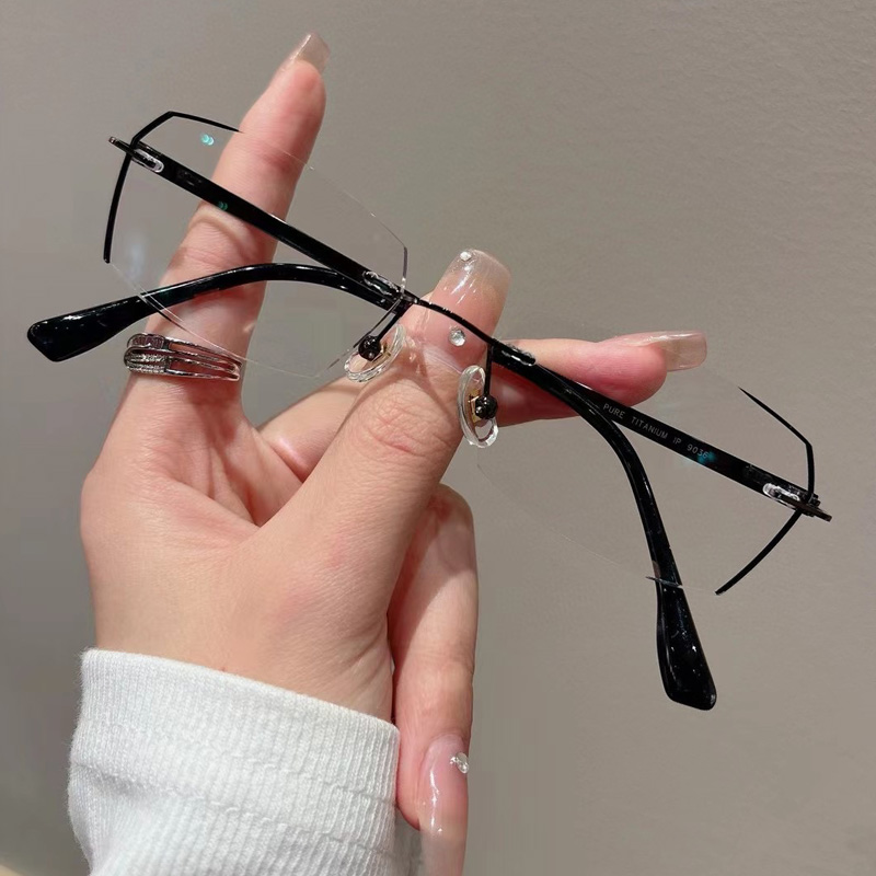 无框超轻近视眼镜男防蓝光有度数黑边大框平光散光护目变色眼镜架