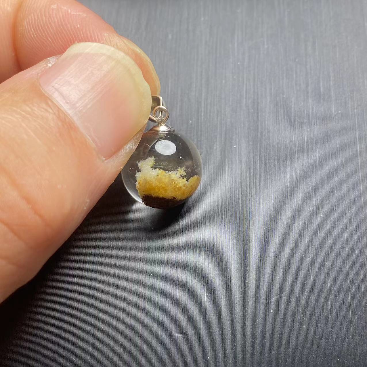 天然水晶幽灵水晶单珠吊坠13mm