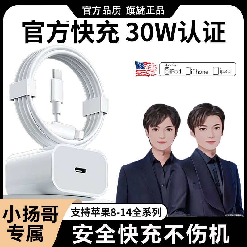 官方推荐正品PD30W适用苹果2快速iphone14原装充电平板加长不伤机