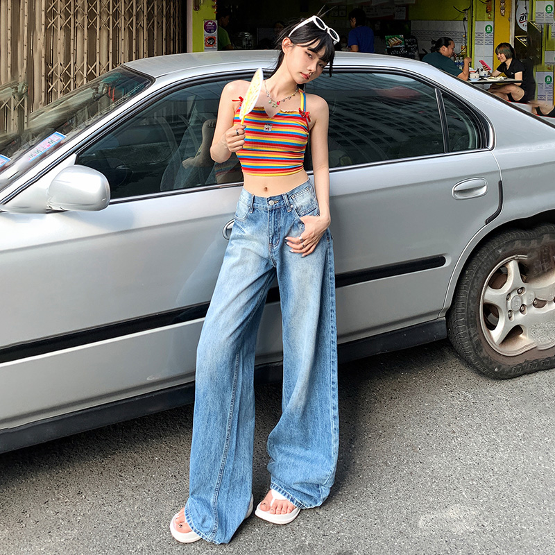 NORNLGGER美式宽松直筒牛仔裤女款爆款2025新款百搭阔腿牛仔裤女