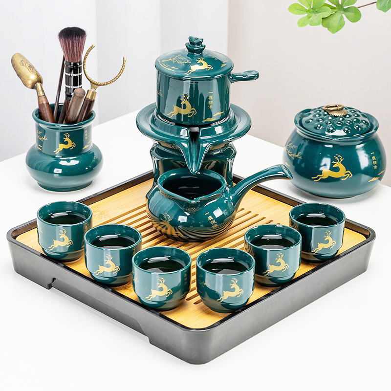 神鹿自动茶具套装高端懒人泡茶器茶盘公道杯家用办公喝茶茶杯整套