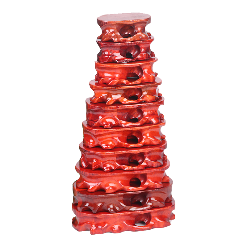 a801a橙啡色一套十个实木奇石底座石头木座子工艺品摆件瓷器座子