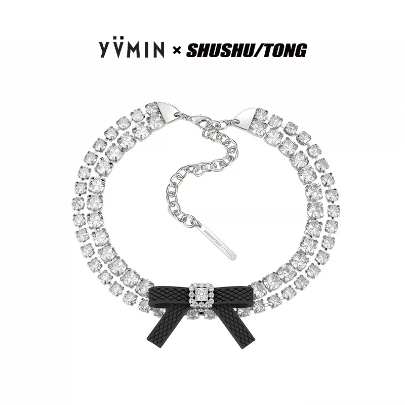 YVMIN/尤目 铜项链 YVMIN/  SHUSHUTONG 蝴蝶结宝石拼接项链小众