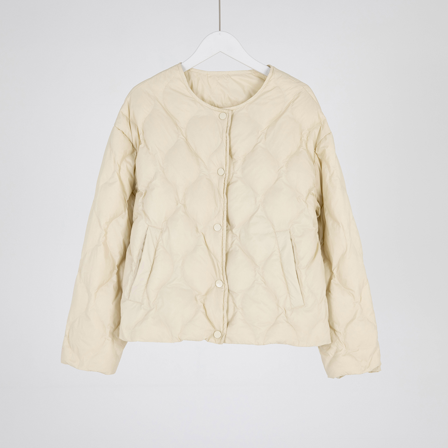 （几里与麻）纯色圆领气质时尚休闲羽绒服 衣长57 胸围105 106828