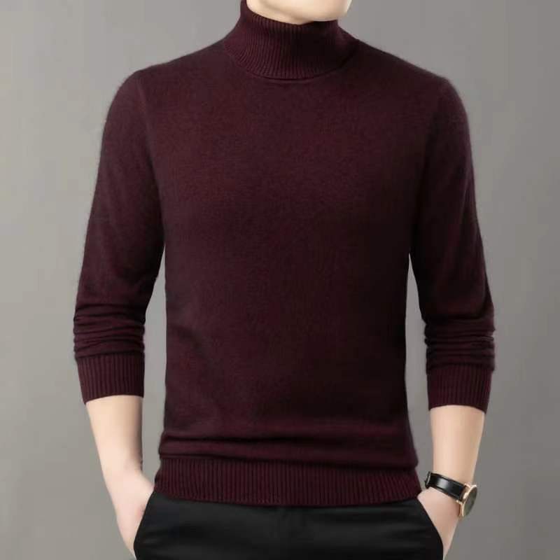 打底针织山羊绒男士高领套头100纯羊绒衫加厚纯色保暖休闲冬季