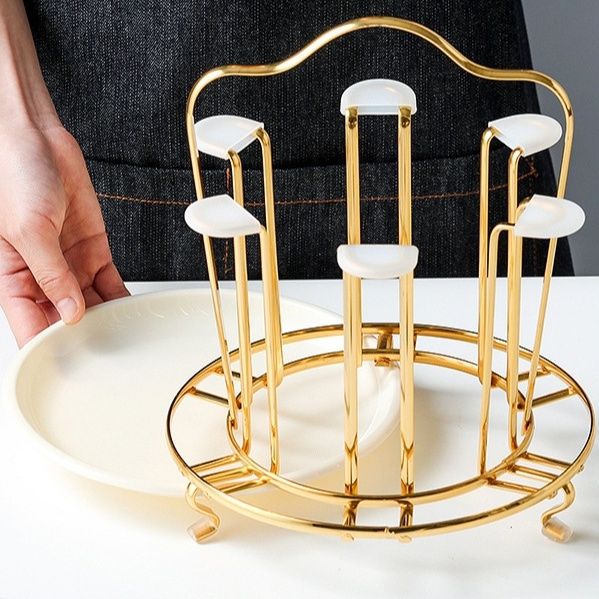 圆形水杯架家用沥水杯架手提水杯架金色杯子架客厅厨房杯具收纳架