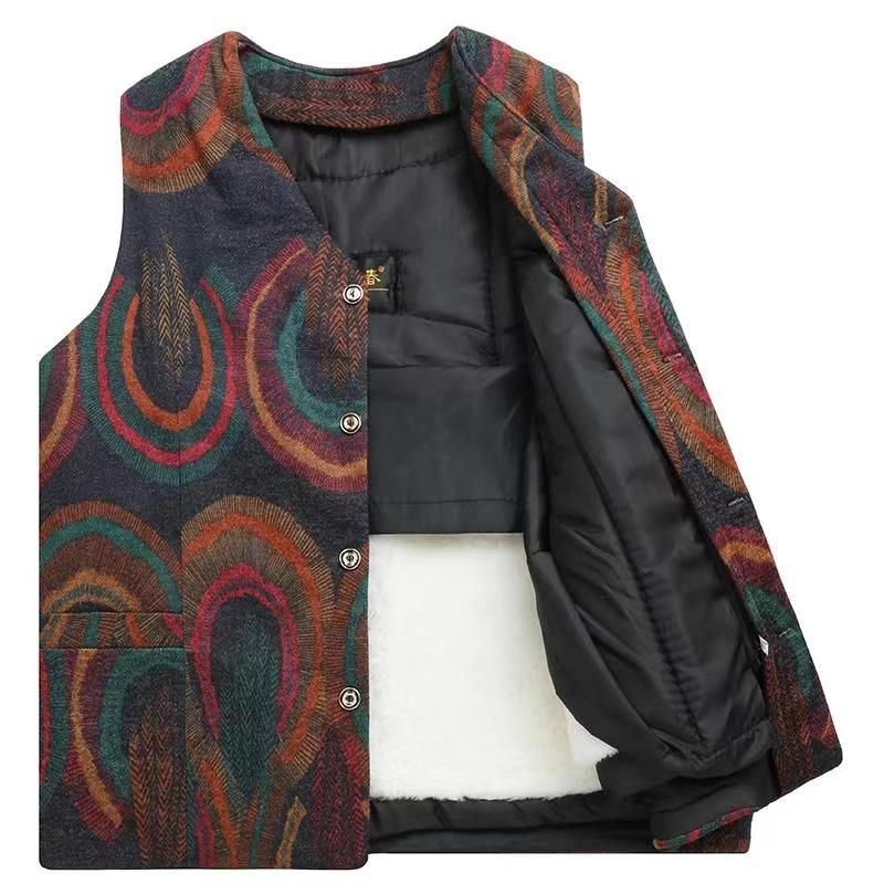 中老年人马夹女皮毛一体背心女款马夹妈妈装棉马甲秋冬棉马夹保暖