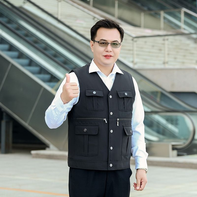 羊皮马夹皮毛一体加厚保暖马甲中老年男士冬季可拆卸棉坎肩爸爸款