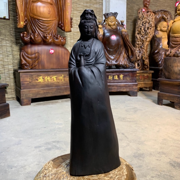 新品放漏款不赚米红椿乌木桌摆件净瓶观音整体无拼接真材实料