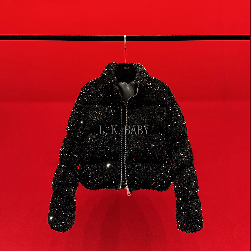 【L.K.BABY】闪亮登场  高定轻奢丝绒亮片工艺三七90羽绒外套