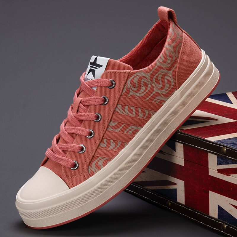 24171帆布鞋男潮流百搭春夏新款休闲鞋板鞋拼色低帮透气系带布鞋