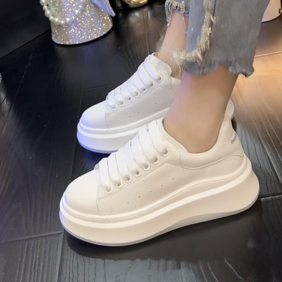 百丽纯爱（主播）韩版小白鞋女运动休闲百搭真皮厚底板鞋2023秋季