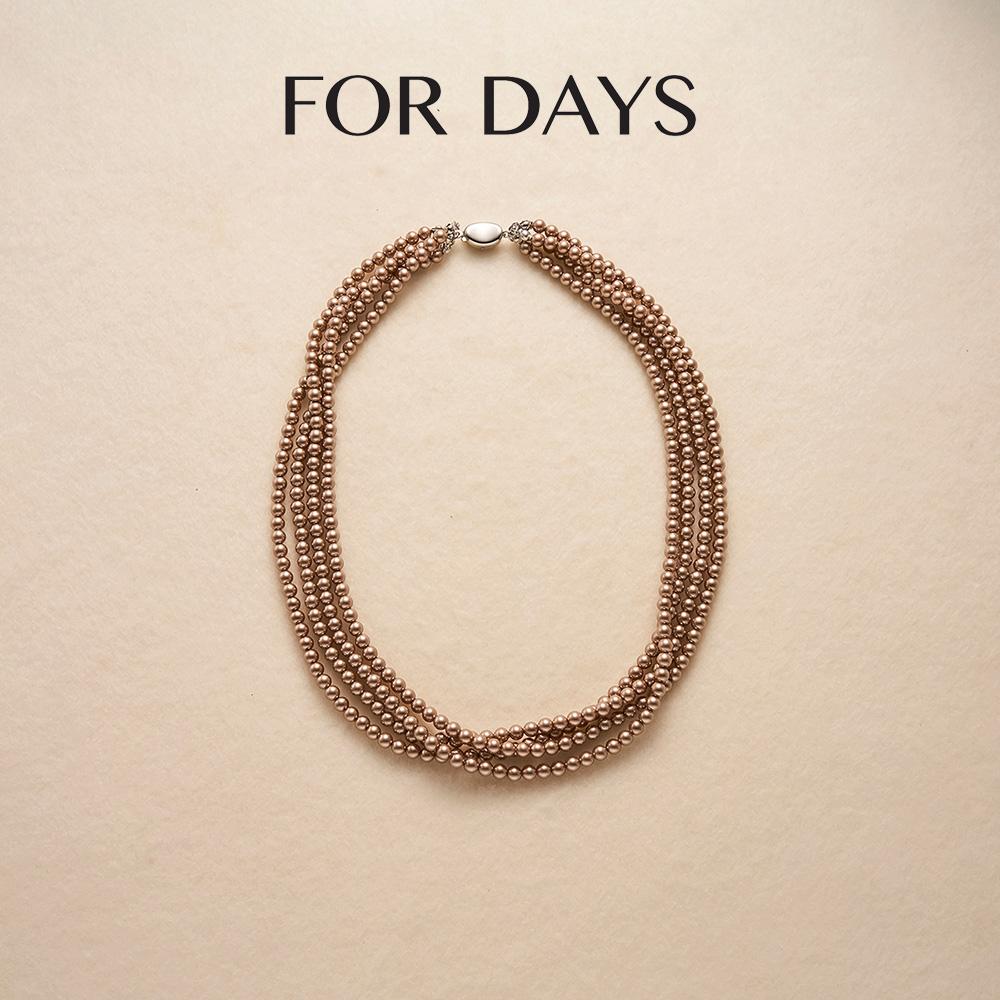 FOR DAYS 铜合金仿珍珠项链 时尚名媛风施家贝珠多层项链