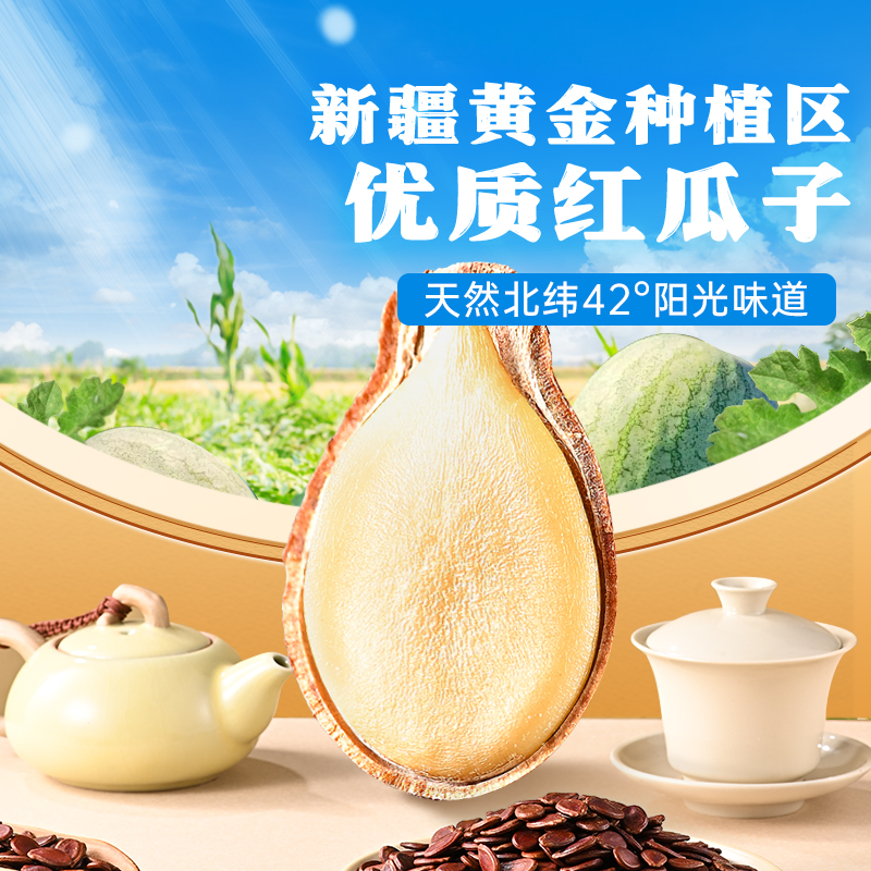 薛记炒货五香味红瓜子120g休闲零食好嗑易剥大颗粒新疆瓜子红色皮