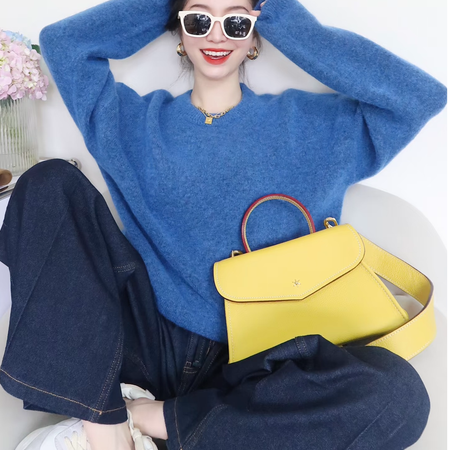 【菲菲家】2024新款彩色网红毛衣气质时尚百搭女士