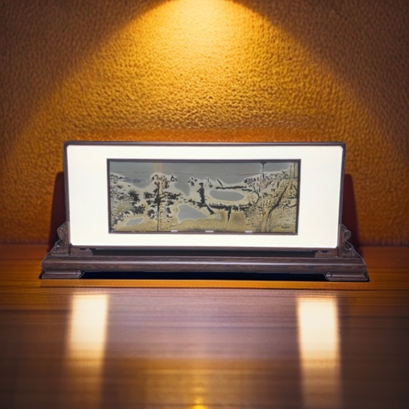 【石有画】广西国画石草花石奇石观赏石屏风摆件：PF077，59×25×2