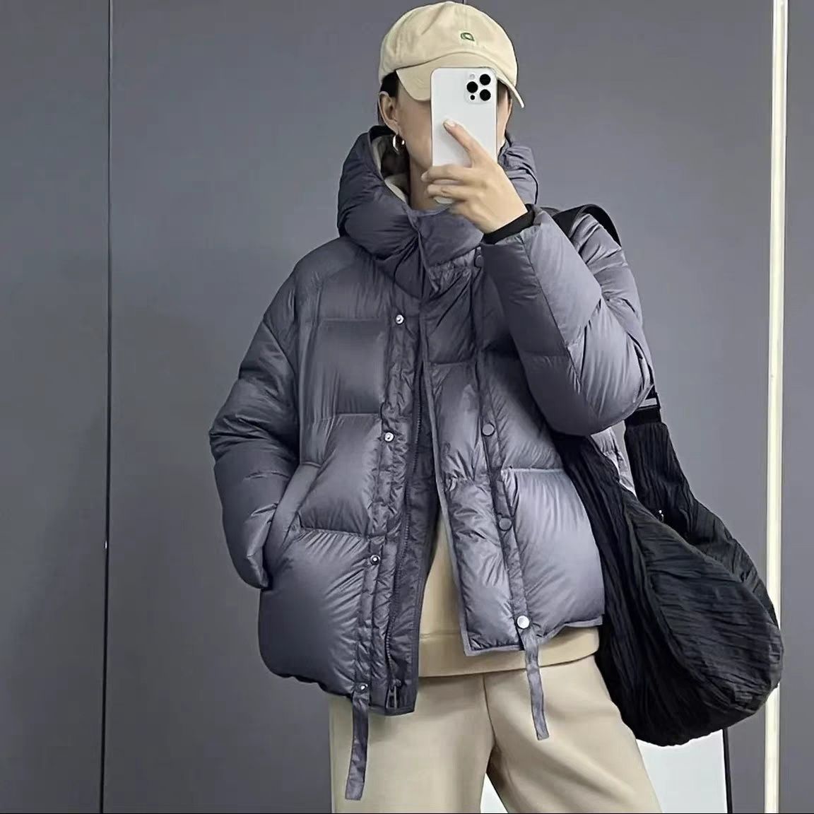 羽绒服短款羽绒女士女款年季韩版加厚白鸭绒小个子连帽面包