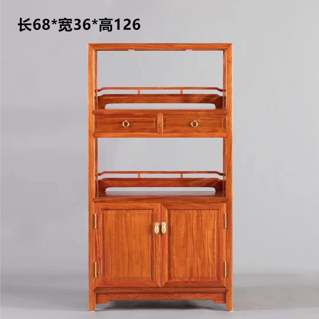 缅甸花梨大果紫檀红木餐边柜新中式书柜可当茶边柜摆件柜玄关柜