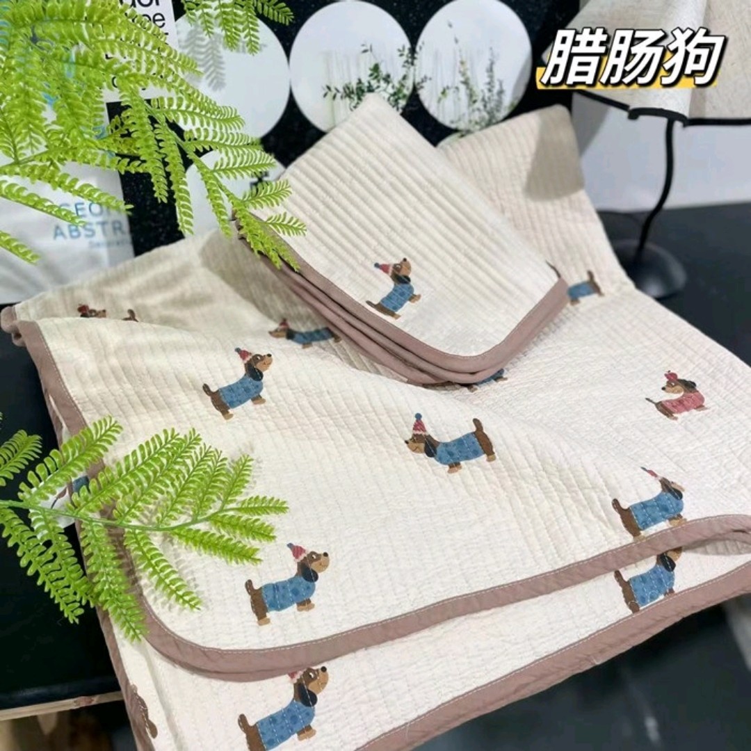 纯棉 绗缝床盖三件套  舒适夹棉床单榻榻米铺盖新生儿透气吸汗