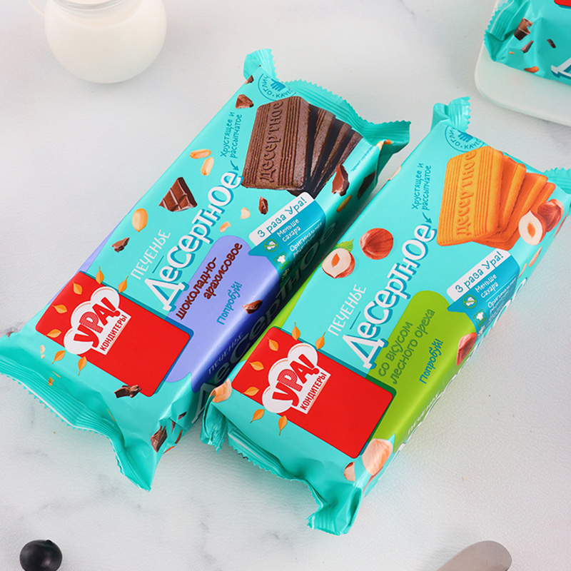 俄罗斯苏打饼干原装进口乌拉牌葡萄苹果巧克力135g