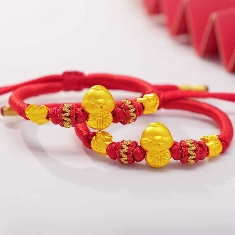 婴儿满月金饰小金蛇手链黄金蛇宝宝金手镯足金999儿童新生儿礼物