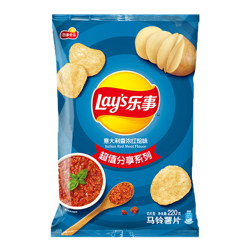 乐事意大利香浓红烩味薯片220g/袋